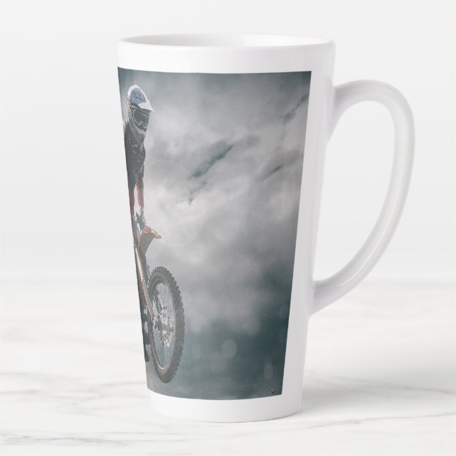 Caneca De Café Latte Cavaleiro-da-motocross (Direita)