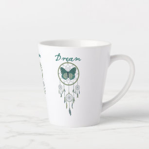 Caneca De Café Latte Cavaleiro de Sonho Verde e Borboleta