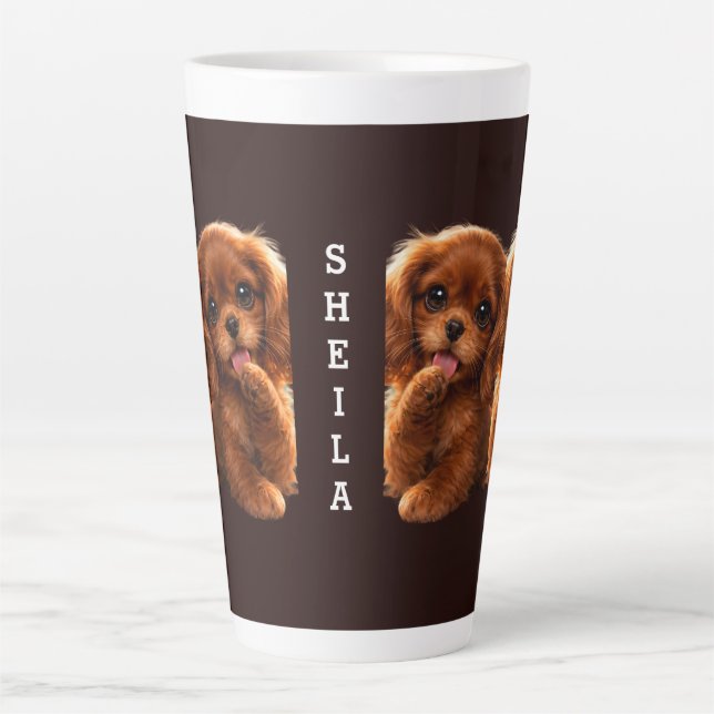 Caneca De Café Latte Cavalier Spaniel Ruby Adorável (Frente)