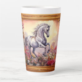 Caneca De Café Latte Cavalo Branco Repleto