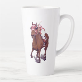 Caneca De Café Latte Cavalo Campeão de Corrida Vermelho Branco Marrom O