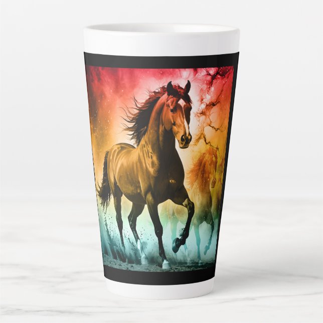 Caneca De Café Latte Cavalo correndo  (Frente)