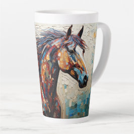 Caneca De Café Latte Cavalo de Baía de Mosaico