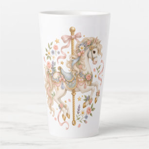 Caneca De Café Latte Cavalo de Carrossel Elegante Conto de Fadas Francê