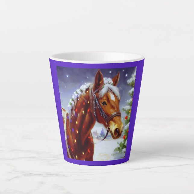 Caneca De Café Latte Cavalo de Natal 3 (Frente)