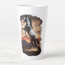 Caneca De Café Latte Cavalo de Pintura Americano Rurgindo no Sundown La