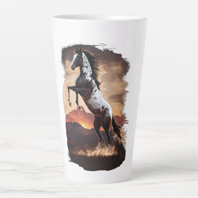 Caneca De Café Latte Cavalo de Pintura Americano Rurgindo no Sundown La (Frente)