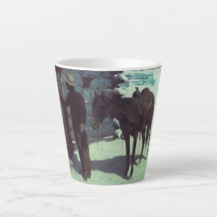 Caneca De Café Latte Cavalo e vaqueiro de inverno neve