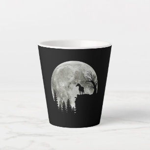 Caneca De Café Latte Cavalo Em Montanha Espantada Lua De Halloween