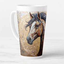 Caneca De Café Latte Cavalo Marrom Mosaico