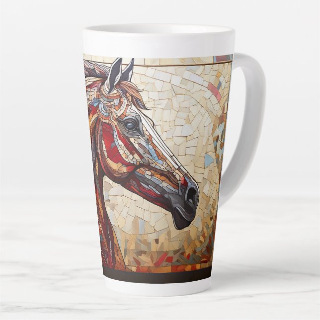 Caneca De Café Latte Cavalo Marrom Mosaico (Ângulo direito)