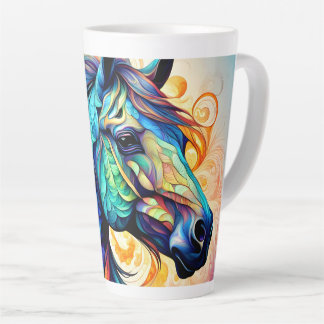 Caneca De Café Latte Cavalo multicolorido 22 colorido