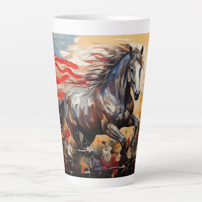 Caneca De Café Latte Cavalo Patriótico (Frente)