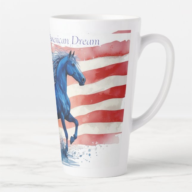 Caneca De Café Latte Cavalo Patriótico do Sonho Americano (Direita)