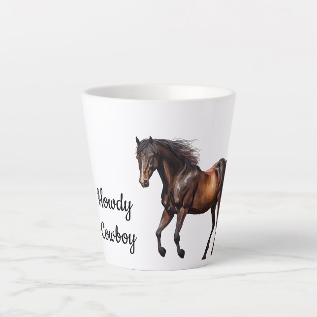 Caneca De Café Latte Cavalo Sudoeste Marrom (Frente)