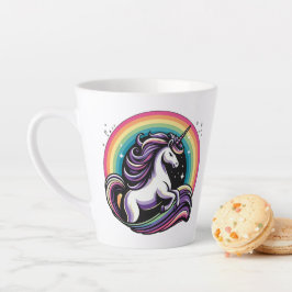 Caneca De Café Latte Cavalo Unicórnio Arco-íris
