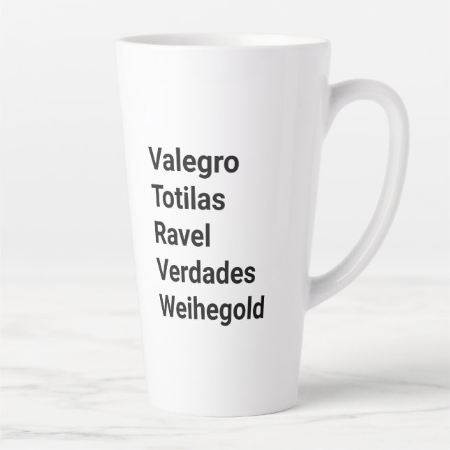 Caneca De Café Latte Cavalos de dressage famosos nomes equestres (Direita)