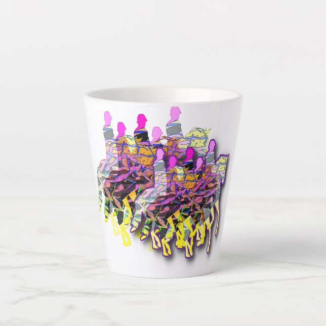 Caneca De Café Latte Cavalos E Cavaleiros (Frente)