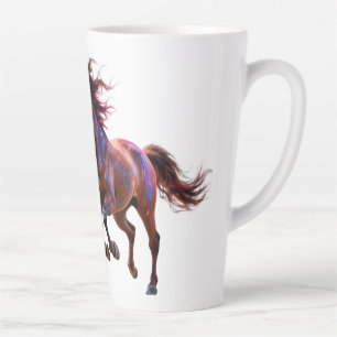 Caneca De Café Latte Cavalos Místicos Neon Galácticos Correndo Par de F