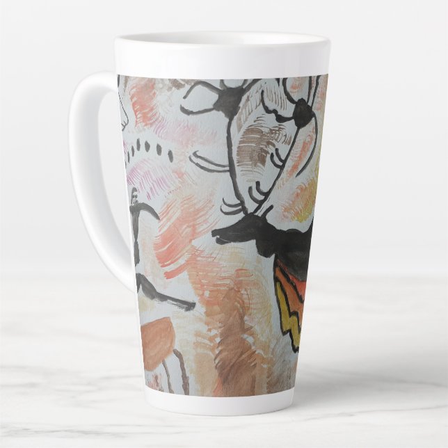 Caneca De Café Latte Cave Art Abstrato Latte Mug (Ângulo esquerdo)