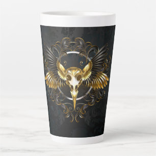 Caneca De Café Latte Caveira de ouro sobre fundo preto