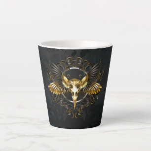 Caneca De Café Latte Caveira de ouro sobre fundo preto