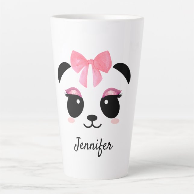 Caneca De Café Latte Cefaleias bonitinhas Kawaii panda personalizadas (Frente)