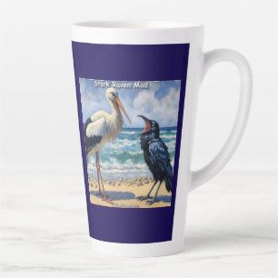 Caneca De Café Latte Cegonha Corvo Louco – Papo de Pássaro de Praia