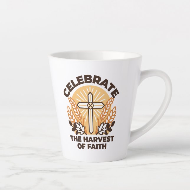 Caneca De Café Latte Celebração da Faith Harvest - Arte Inspiradora (Direita)