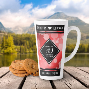 Caneca De Café Latte Celebração do Aniversário de Casamento da 80 Ru