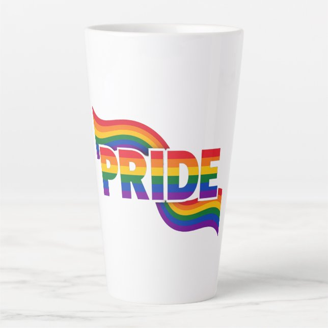 Caneca De Café Latte Celebração do Arco-íris do Orgulho (Frente)