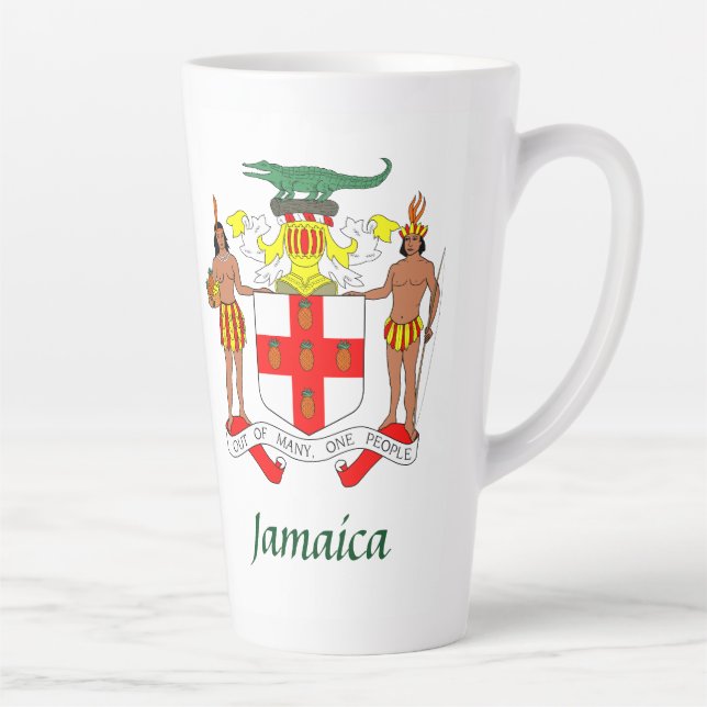 Caneca De Café Latte Celebração histórica do hino Casaco de armas jamai (Direita)