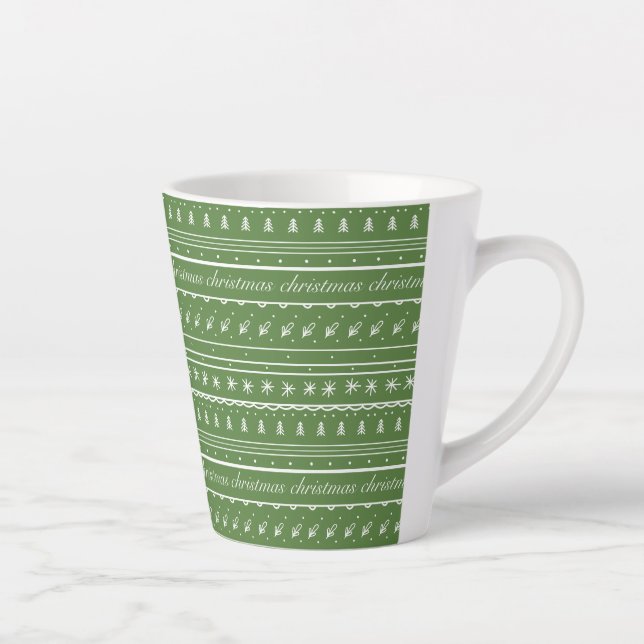 Caneca De Café Latte Celebrando o Natal (Direita)