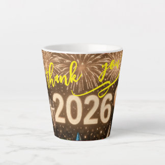 Caneca De Café Latte Celebre o início de 2026 com gratidão