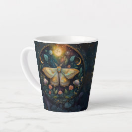 Caneca De Café Latte Celestial Moth and Moon Phases – Enchanted Night