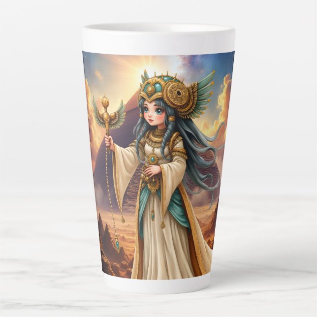 Caneca De Café Latte Celestial Priestess of the Golden Pyramid. (Frente)