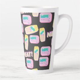 Caneca De Café Latte Celulares e padrão de biper de estilo 90s