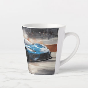 Caneca De Café Latte Cena de Corrida Urbana Azul Dinâmica