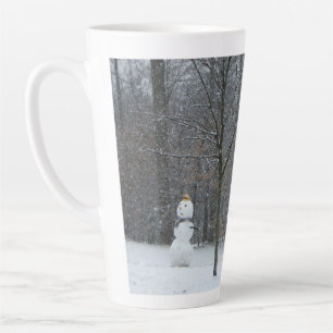 Caneca De Café Latte Cena de Inverno do Boneco de Neve do Vizinho