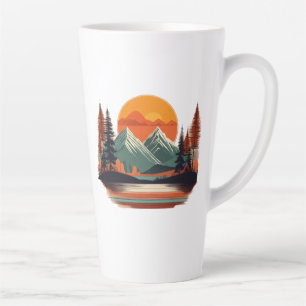 Caneca De Café Latte Cena de Montanha Minimalista Latte Mug - 17 oz