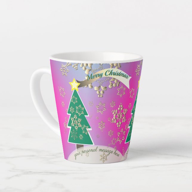 Caneca De Café Latte Cena de Natal de Bronze em Púrpura Neve (Ângulo esquerdo)