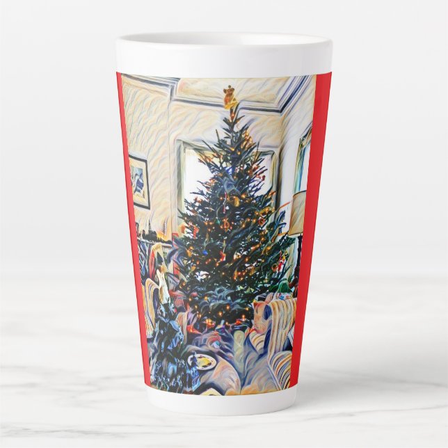 Caneca De Café Latte Cena de Natal Latte Mug Red (Frente)