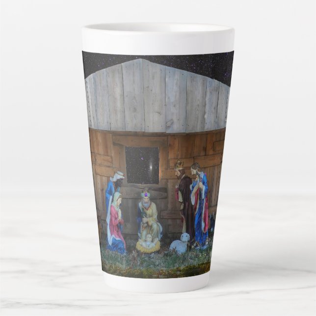 Caneca De Café Latte Cena de Natividade (Frente)