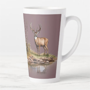 Caneca De Café Latte Cena de veado com fundo lilás (combina com o diári
