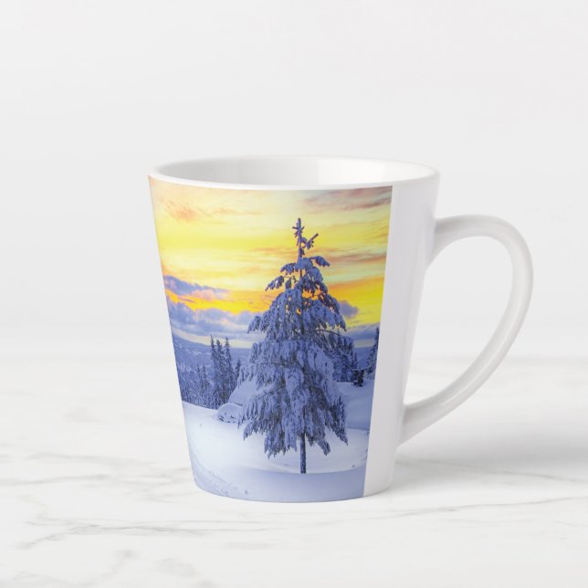 Caneca De Café Latte Cenário de inverno (Direita)