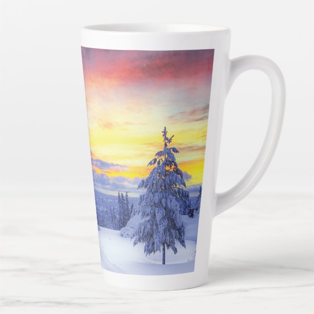 Caneca De Café Latte Cenário de inverno (Direita)