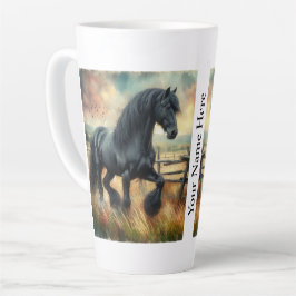 Caneca De Café Latte Cerca Russa do Cavalo Negro Fresa