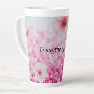 Caneca De Café Latte Cereja impressionista floresce