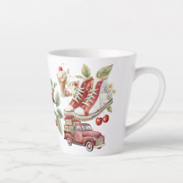 Caneca De Café Latte Cerejas doces de verão