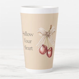 Caneca De Café Latte Cerejas Vermelhas em Creme em Tigre
